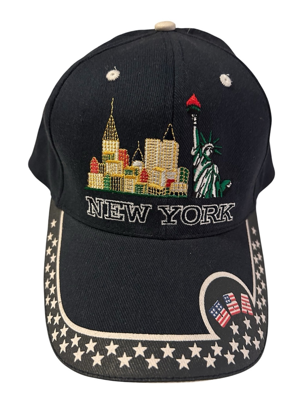New York Embroidered Skyline and Statue of Liberty Baseball Cap